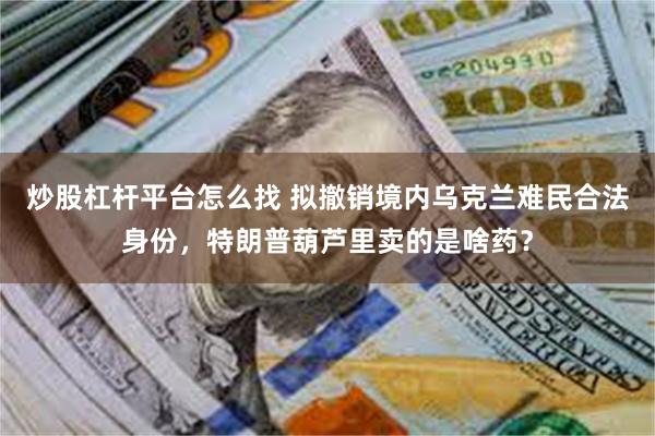 炒股杠杆平台怎么找 拟撤销境内乌克兰难民合法身份，特朗普葫芦里卖的是啥药？
