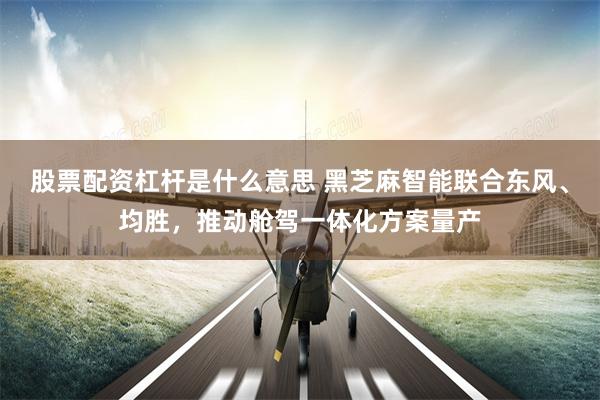股票配资杠杆是什么意思 黑芝麻智能联合东风、均胜，推动舱驾一体化方案量产