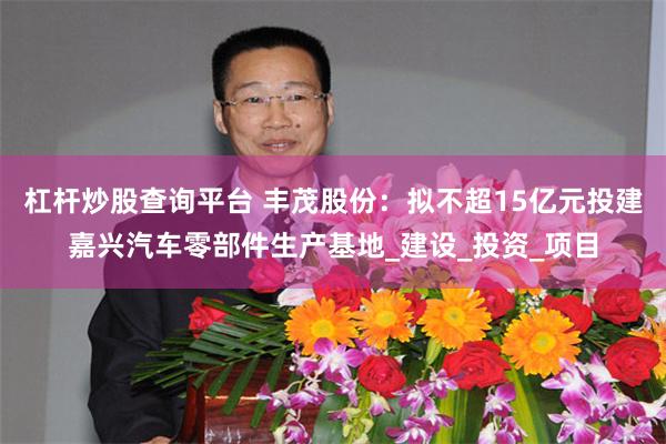 杠杆炒股查询平台 丰茂股份：拟不超15亿元投建嘉兴汽车零部件生产基地_建设_投资_项目